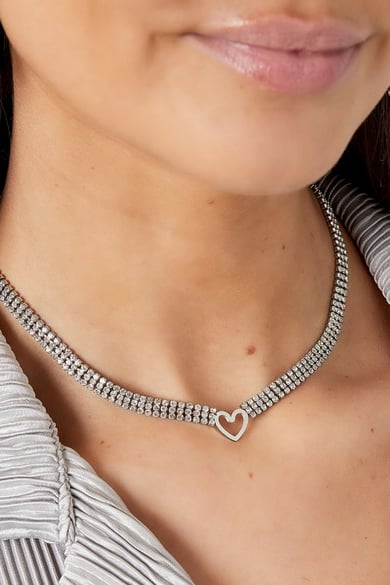 Collar corazón con circonitas Plata Acero inoxidable h5 Imagen3